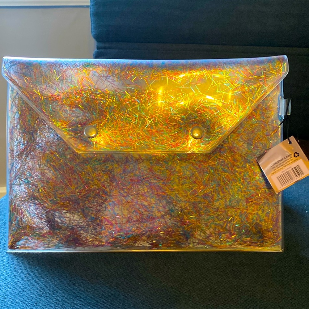 Sephora Tinsel Time clutch. Double Snap clasp. NWT